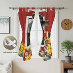 Cows Sunflowers Bedroom Curtains 72 Inch Length, Window Curtains Tab Top, Spring Botanical Floral Bees Red Barn Light Filtering Window Treatments Drapes 52"x72" 2 Panel