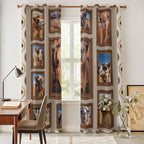 2 Panel Kitchen Cafe Curtains, Desert Camels Sunlight Filtering Nature Air Through, Home Decor Window Covering Tier Curtains for Living Room 104W x 90L inch Western Wildlife Brown Animals Country