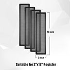Floor Register Vent Cover, 2"x12" Magnetic Air Vent Screen Mesh Covers for Home Floor/Wall/Ceiling Registers Air Vent Filters, Black (4 Packs)