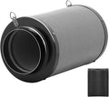 iPower 6 Inch Air Carbon Filter Odor Control with Australia Virgin Premium Charcoal and Reversible Flange for Inline Duct Fan/Grow Tent/Hydroponics, 6", Prefilter Included, Black