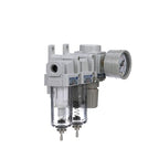 PneumaticPlus SAU230-N02G Three Stage Air Drying System, 1/4" NPT - Particulate Air Filter, Coalescing Filter, Air Pressure Regulator Combo - Poly Bowl, Manual Drain, Bracket, Gauge