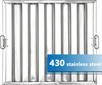 19.5 in x19.5 in Commercial Hood Filters - 430 Stainless Steel 5-Groove Baffle Filters for Restaurant Kitchen Exhaust Hoods Pack of 6