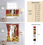 Cows Sunflowers Bathroom Curtains 63 Inch Length, Window Curtains Tab Top, Spring Floral Bees Farmhouse Barn Light Filtering Window Treatments Drapes 52"x63" 2 Panel