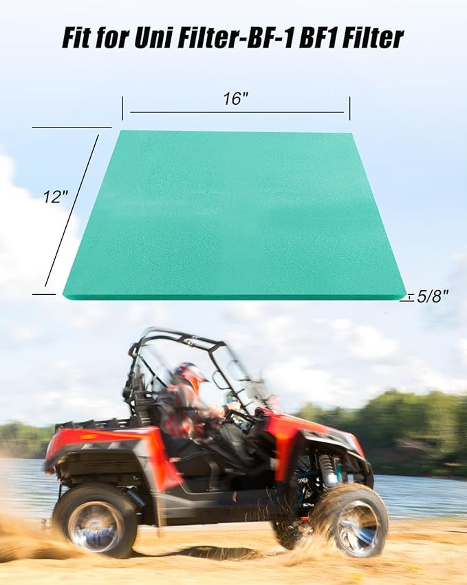 Foam Air Filter Material Sheet Fit for Uni Filter-BF-1 BF1 Filter 12" x 16" x 5/8" Most Motorcycles ATV Scooters Off-Road Motorcycles UTV, Cuttable and Reusable