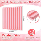 Nuanchu 32 Pcs 3D Slat Wall Panels 12 x 12 Inch PVC Fluted Textured Panel Cuttable Paintable DIY Wall Art Decorative Tiles for Ceiling Studio Bathroom Interior TV Background (Pink)