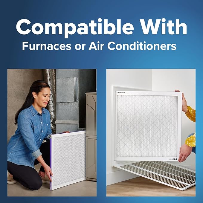 Filtrete 20x24x1 AC Furnace Air Filter, MERV 12, MPR 1500, CERTIFIED asthma & allergy friendly, 3 Month Pleated 1-Inch Electrostatic Air Cleaning Filter, 6-Pack (Actual Size 19.81x23.81x0.78 in)
