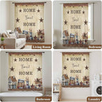 Farm Sheer Curtains 108 Inch Length American Country Barn Star Vintage Berry Brown Chiffon Curtain for Bedroom Living Room Light Filtering Rod Pocket Window Treatments Voile Curtains Drapes for Dining