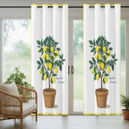 Lemons Outdoor Curtains for Patio Summer Fruit Lemon Tree Waterproof Outside Curtains with Grommet Top Weatherproof Curtain for Cabana Pergola Gazebo, 2 Pack, 54" W x 108" L