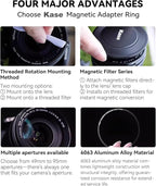 Kase 72mm Magnetic Adapter Ring, Aviation Aluminum 0.5s Snap-On Frame for CPL/ND/UV Filters, No Light Leak & Vignette, Ultra-Thin Stackable for DSLR Mirrorless Wide-Angle Vlog