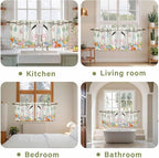 Easter Kitchen Tier Curtains 24 Inch Long 2 Panel Set,Rod Pocket Cafe Small Window Curtains Over Sink,Spring Farmhouse Watercolor Bunny Eggs Wood Grain Light Filtering Short Drapes 27.5"W x 24"L