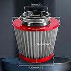 3" 76mm Universal High Flow Cold Air Intake Air Filter Upgraded Stainless Steel Cone Filter(Red)