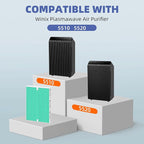 5510 5520 HEPA Toxin Absorbe Air Purifier Filter Q Replacement for Winix 5510 5520 Plasmawave Air Purifier H13 True HEPA Carbon Filter,# 1712-0123-00,3 Combon Set