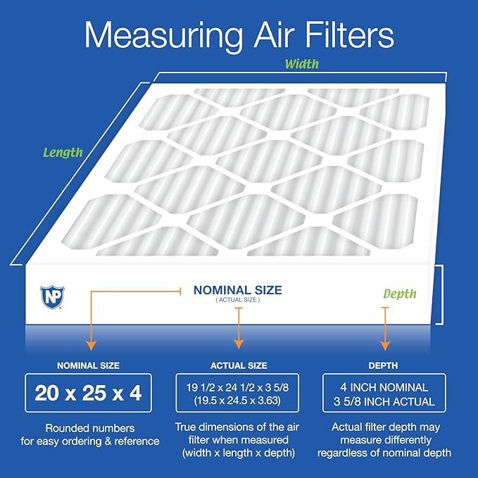 Nordic Pure 20x25x4 (Actual Size: 19 1/2 x 24 1/2 x 3 5/8) Pleated MERV 12 Air Filters 6 Pack