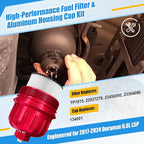 iFJF TP1015 Fuel Filter and 134001 Housing Cap Replacement for Duramax 6.6L 2017-2024 Chevy Silverado/GMC Sierra 2500HD 3500HD L5P Diesel Engine (Red Cap)