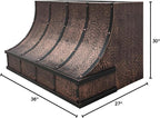 CT Copper Tailor Sloped Copper Vent Hood Island Mount,30'' W,36''H, 610 CFM Exhaust Fan,Stainless Steel Vent,LED Light,Dishwasher-Safe Baffle Filters,VH8TR1