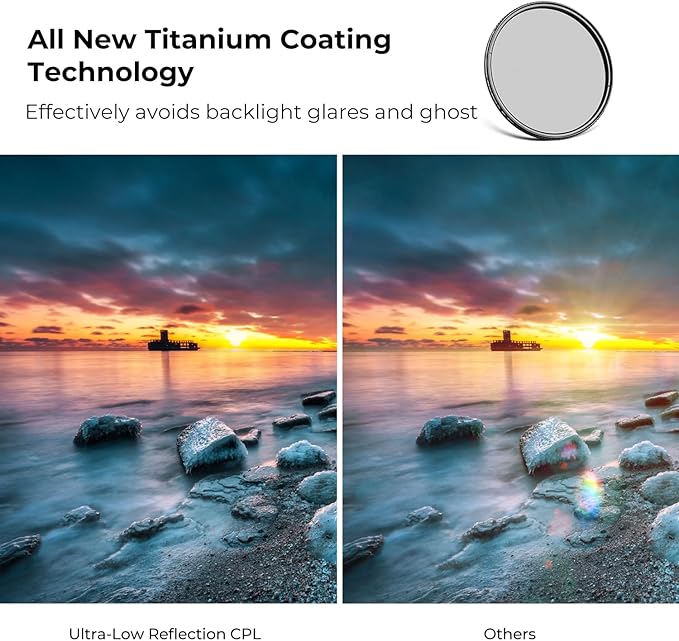 K&F CONCEPT 49mm Ultra-Low Reflectivity Circular Polarizers Filter 28 Multi-Layer Coatings Ultra-Slim High Definition Polarizing Camera Lens Filter (Nano-X Series)