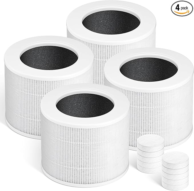 Core Mini Replacement Filter Compatible with LEVOIT Core mini-P Air Purifier, 3-in-1 Pre, H13 True HEPA, Activated Carbon Filtration System,Core Mini-RF,4 Filter & 10 Fragrance Sponge，By Improvedhand