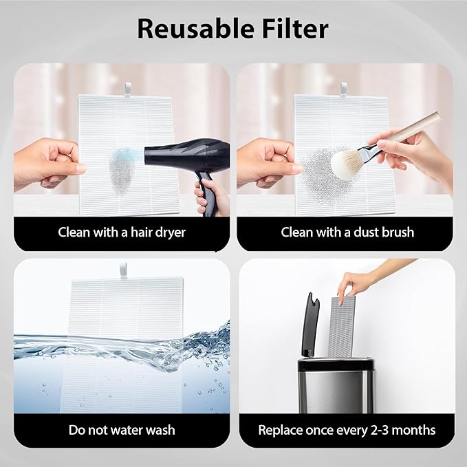 HAMARA Nail Dust Collector Replacement Filters 2 Pack – Reusable 6x7 Inch Fabric – Compatible Only with HAMARA Nail Dust Collector Model – Easy to Clean & Maintains Suction