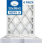 12x36x1 Air Filter MERV 8 (4-Pack) TRION Air Bear Pleated HVAC Air Filter Replacement (Actual Size: 11.50 x 35.50 x 0.75 Inches)
