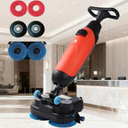Commercial Floor Scrubber Machine Lightweight Electric Floor Cleaner with 17" Cleaning Width, Rotary Double Brushes, 360° Rotating Head, Efficiently Scrubs The Floor and Leaves it Dry Red