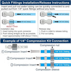 Refrigerator Water Line Kit Connection and 1/4 Compression Ice Maker Installation Kit,1/4" OD Tubing with Quick Connect for Fridge IceMaker RO Systems Water Filter Faucet,+Feed Water Adapetr 32.8ft