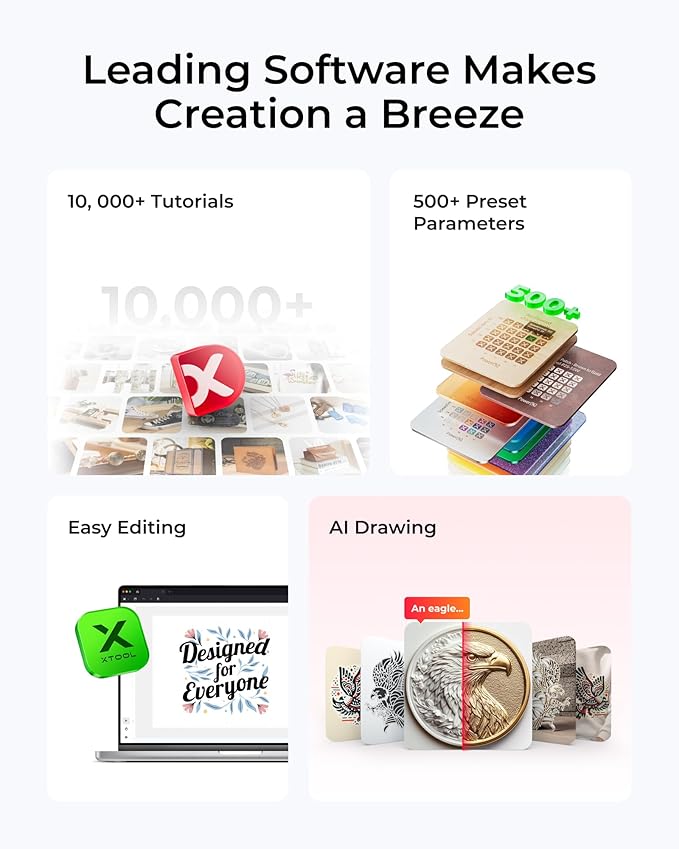 xTool M1 Ultra Laser Cutter and Engraver Machine, 4-in-1 Craft Machine with 10W Laser Engraver, Inkjet Printing, Blade Cutting, Pen Drawing, Easy to Use on 1000+ Materials - Basic Bundle