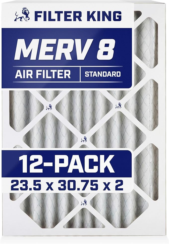 Filter King Air Filters | 23.5x30.75x2 | 12-PACK | MERV 8 HVAC Pleated AC Furnace Filters | Actual Size 11.5 x 15.5 x 1.75"