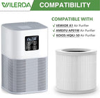 2 Pack A1 Replacement Filter Compatible with VEWIOR Air Purifier HQSC-50, HQKJ-80, AMEIFU AP01W, KOIOS HQKJ-50 Air Pur ifier, 3-in-1 HEPA Air Cleaner Filter