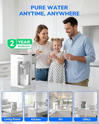Ecoviva Mate 3 Countertop Reverse Osmosis Water Filter, 8-Stage RO Water Filtration System with 44oz Water Pitcher Smart Auto-Filling, 3:1 Pure to Drain, NSF Certified Tabletop Purifier, White