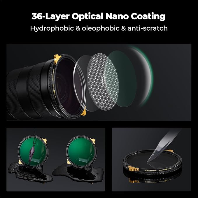 K&F CONCEPT 62mm Variable ND2-32 ND Lens Filter & Circular Polarizing Filter 2-in-1 for Camera Lens, Waterproof Scratch Resistant 36 Multi-Coated Lens Filter (Nano-X PRO Series)