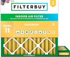 Filterbuy 18x18x2 Air Filter MERV 11 Superior Pet & Allergy Defense (2-Pack), Electrostatic Pleated HVAC AC Furnace Filters Replacement, Made in USA (Actual Size: 17.75 x 17.75 x 1.75)