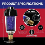 LEMATEC Compressed Air Dryer with Desiccant Filter System - Removes Oil, Water & Moisture for Pneumatic Tools, HVLP Paint Spray Guns - 150 PSI, 22 CFM Flow Rate - 1/4"