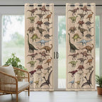 Vintage Outdoor Curtains for Patio Dinosaurs Biographies Retro Waterproof Outside Curtains with Grommet Top Weatherproof Curtain for Cabana Pergola Gazebo, 1 Panel, 54" W x 108" L
