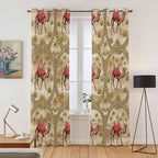 2 Panel Kitchen Cafe Curtains, Desert Camels Sunlight Filtering Nature Air Through, Home Decor Window Covering Tier Curtains for Living Room 104W x 96L inch Tropical Palm Trees Sand Cords Brown