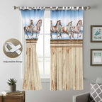 Western Horse Living Room Curtains 84 Inch Length, Window Curtains Tab Top, Farmhouse Wooden Grain Vintage Cowboy Barn Door Light Filtering Window Treatments Drapes 52"x84" 2 Panel