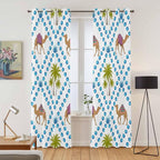 2 Panel Kitchen Cafe Curtains, Camels Palm Trees Sunlight Filtering Nature Air Through, Home Decor Window Covering Tier Curtains for Living Room 80W x 84L inch Tropical Desert Animal Plants Polka Dot
