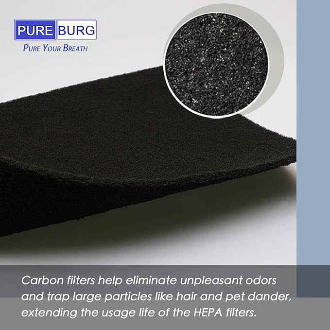 PUREBURG Replacement Filter Set Compatible with Purafide Air XP360 Air Purifier, H13 HEPA 4-Stage Filtration Activated Carbon Pre-Filters Air Clean Dust VOCs Odor