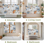 Fall Blue Maple Kitchen Tier Curtains 45 Inch Long 2 Panel Set,Rod Pocket Short Window Treatment,Thanksgiving Pumpkins Daisy Country Leaves Curtains & Drapes for Bathroom Basement 27.5"W x 45"L