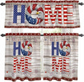 4th of July Kitchen Curtains Set 3 Piece for Windows,Rod Pocket Valance and Tier Set 36 Inch Length,Stars Striped Farmhouse American Flag Wood Grain Light Filtering Cafe Curtains for Living Room