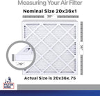 Filter King 20x36x1a Air Filter | 4-PACK | Carbon MERV 8 HVAC Pleated A/C Furnace Filters | MADE IN USA | Actual Size: 20 x 36 x .75"