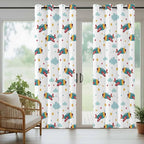 Turquoise Airplane Waterproof Outdoor Curtains for Patio,Windproof Weatherproof Curtains with Weighted Hem,Modern Art Cartoon Aircraft Clouds Light Filtering Privacy Drapes for Porch 54"x 84" 2 Panels