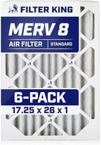 Filter King 17.25x26x1 Air Filter | 6-PACK | MERV 8 HVAC Pleated A/C Furnace Filters | MADE IN USA | Actual Size: 17.25 x 26 x .75"