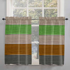 Farm Gray Green Brown Wood Grain Window Valance Curtains, Rustic Wooden Plank Light Filtering Kitchen Valance with 3-inch Rod Pocket for Living Room Bathroom Bedroom,2 Panel,52x54In