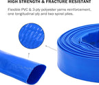 DAVCO 2.5" x 50 ft Pool Backwash Hose, Heavy Duty Reinforced Blue PVC Lay Flat Water Discharge Pump Hoses For Swimming Drain Pools and Clean Filters,with 1 Clamp
