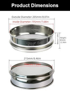 All 304 Stainless Steel 80 Mesh Test Sieve (0.18mm), 8 Inch/20cm Diameter, Powder Sifter & Lab Strainer, Fine Mesh Screen for Dry Spices, Lab Testing & Fine Particles