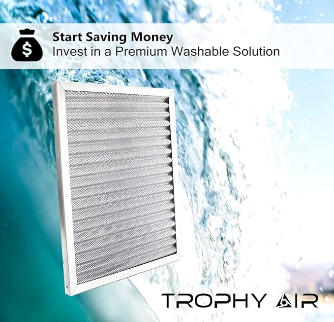 | Merv 8 | Washable Furnace Filter | Lifetime HVAC & Furnace Air Filter | Washable | Superior particle-holding Ability | Premium Quality Aluminum | 16x16x1
