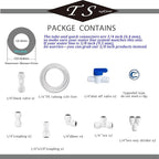 NSF 1/4" inch Water Line Tubing and Push to Connect Fittings for Reverse Osmosis Water Filter RO fittings,14 pcs connetors+30 feet 1/4" O.D. (6.4mm) water tubing.