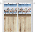 Western Horse Living Room Curtains 84 Inch Length, Window Curtains Tab Top, Farmhouse Wooden Grain Vintage Cowboy Barn Door Light Filtering Window Treatments Drapes 42"x84" 2 Panel