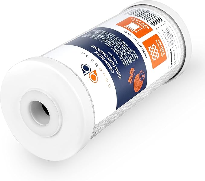 Aquaboon 5 Micron 10x4.5 Carbon Block Water Filters Whole House CTO Water Filter Replacement Cartridge Compatible with FXHTC, CB-BB-10, EP-BB, 2-Pack