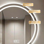 Wall Mirror for Bathroom, Wall Mounted Multifunction Bathroom Vanity Mirror with LED Lights and Demister Pad, 3-Color Dimmable LED Light, for Living Room and Bathroom(A,90cm/35.4in)
